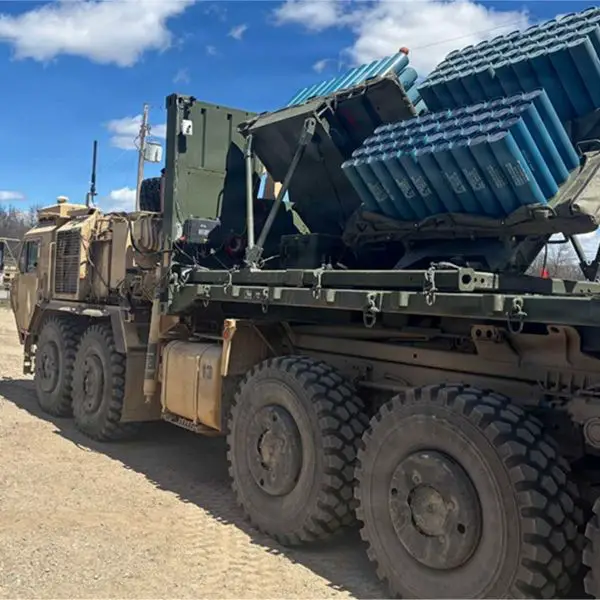Autonomous Volcano is the U.S. Army's next-generation robotic obstacle emplacement system that combines the M139 Volcano mine dispenser with an autonomous Palletized Load System (PLS) A1 truck, enabling remote or fully autonomous deployment of up to 960 scatterable mines to rapidly create battlefield barriers while keeping combat engineers out of harm's way.