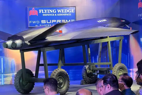 The FWD Supreme program aims to provide India with an affordable AI-piloted combat drone capable of autonomous reconnaissance and strikes over a proposed 1,500 km range while coordinating groups of 15 to 20 loyal wingmen alongside crewed fighters. (Picture source: X/@ShivanChanana)