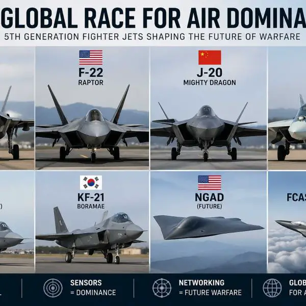 Images showing the latest fifth-generation fighter aircraft worldwide, illustrating the global race for air dominance driven by stealth, sensors, and networked warfare. Picture source: Army Recognition, protected illustration, reproduction prohibited without permission.