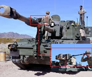 The U.S. Army is testing LP-CROWS on M109A7 Paladin howitzers to give artillery crews closed-hatch protection against drones and close-range battlefield threats (Picture Source: U.S. Army)