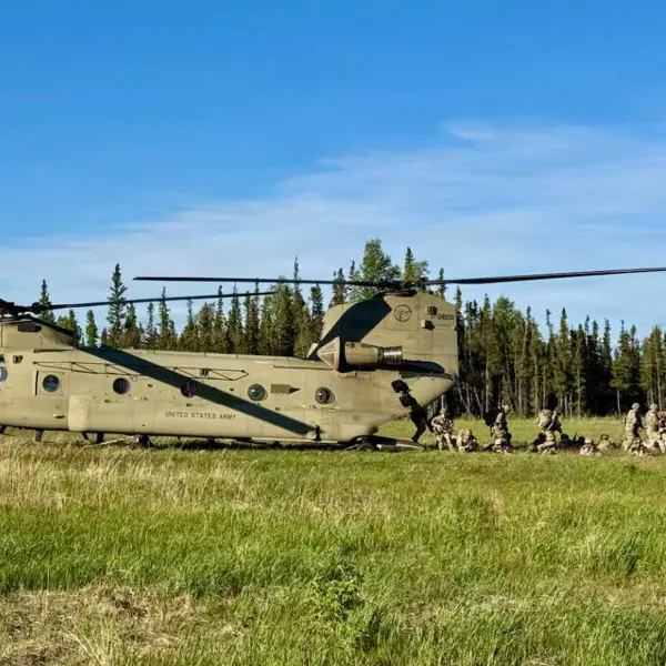 U.S. Army Soldiers from the 1st Squadron, 40th Cavalry Regiment conduct air assault operations during Exercise Red Flag-Alaska 26-2 at Donnelly Drop Zone near Fort Greely, Alaska, on June 10, 2026. The training supports the unit's transition into the 1st Battalion, 511th Parachute Infantry Regiment and strengthens airborne readiness for Arctic and Indo-Pacific missions.