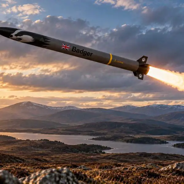 The Badger Mk1 is a British ground-launched tactical strike missile developed to engage targets at ranges of 110 to 160 km at speeds up to Mach 3, while reducing procurement costs and missile replenishment times. (Picture source: Army Recognition, based on Cody Aerospace visuals)