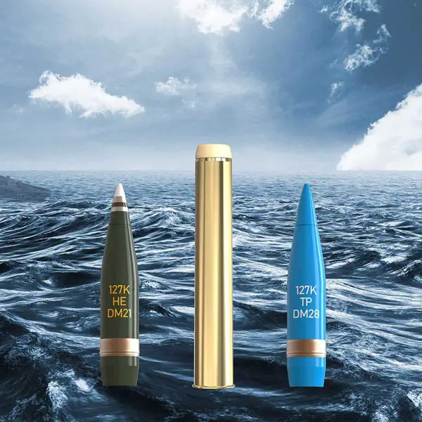Diehl Defence’s 127 mm high-precision, long-range ammunition is being considered for integration with BAE Systems’ Mk 45 Mod 4 naval gun under a new cooperation agreement targeting German and international naval requirements. (Picture source: Diehl Defence)
