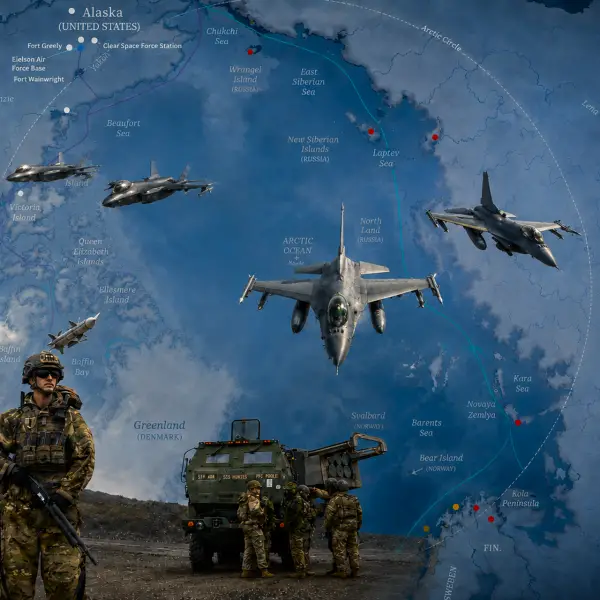 U.S. NORTHCOM demonstrated a layered Arctic homeland-defense concept in Alaska by integrating F-35s, F-16s, aerial refueling, HIMARS precision fires, radar, and Arctic-trained ground forces against simulated high-end threats (Picture Source: U.S. Northern Command / U.S. Department of War / Edited By Army Recognition Group)
