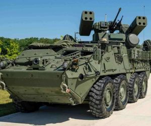 Leonardo DRS has expanded the U.S. Army’s Stryker-based SGT STOUT M-SHORAD to defeat Group 1 and 2 drones through software-only detection and fire-control upgrades, without adding new hardware (Picture Source: Leonardo DRS)