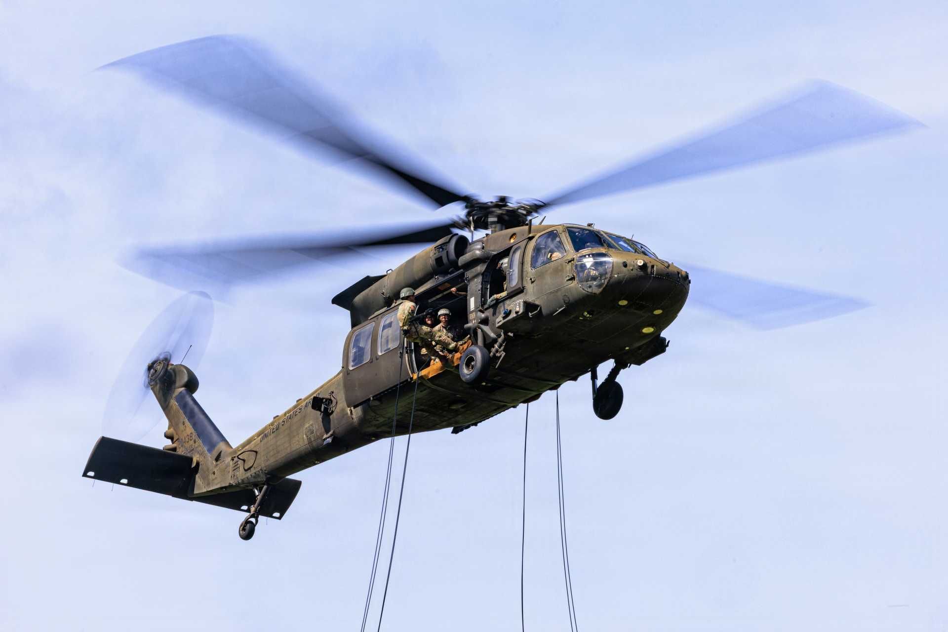 The UH-60 Black Hawk is the U.S. Army’s primary utility helicopter for air assault, troop transport, medical evacuation, resupply and external-load missions, giving ground forces rapid tactical mobility across dispersed and contested battlefields.
