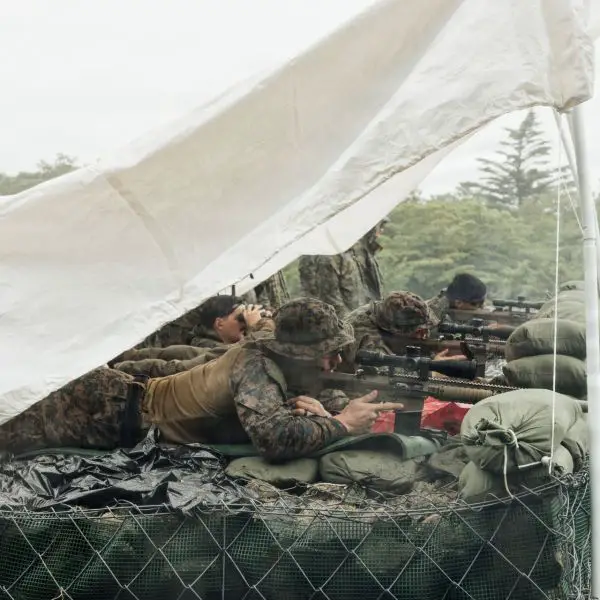 U.S. Marine EOD teams fire M110 sniper rifles during Stand-off Munitions Disruption training at Camp Fuji, Japan, on June 24, 2026. (Picture source: US DoD)