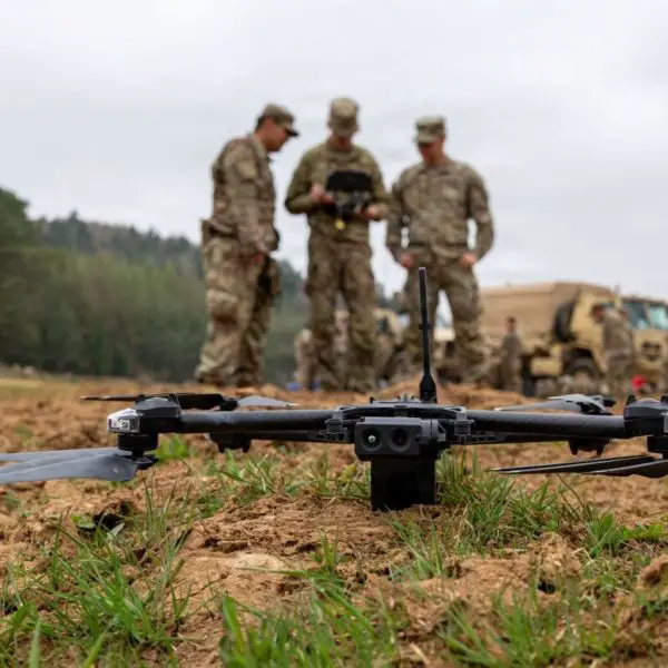 U.S. Army soldiers prepare an RQ-28 unmanned aircraft system during Combined Resolve 26-07 at Hohenfels Training Area in Germany on April 15, 2026. (Picture source: U.S. Army)