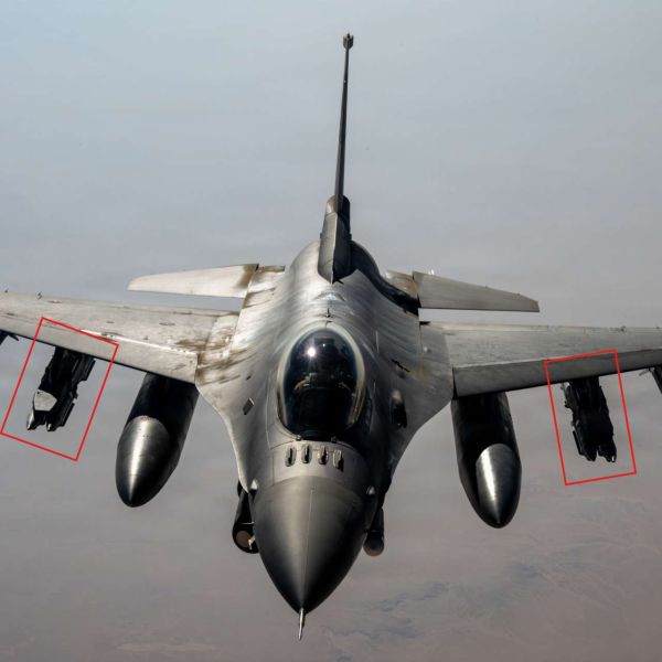 The imagery provides a rare operational look at an F-16 configured for high-density precision attack, combining eight GBU-39/B bombs with targeting, fuel and air-to-air stores for sustained multirole combat operations (Picture Source: U.S. CENTCOM)