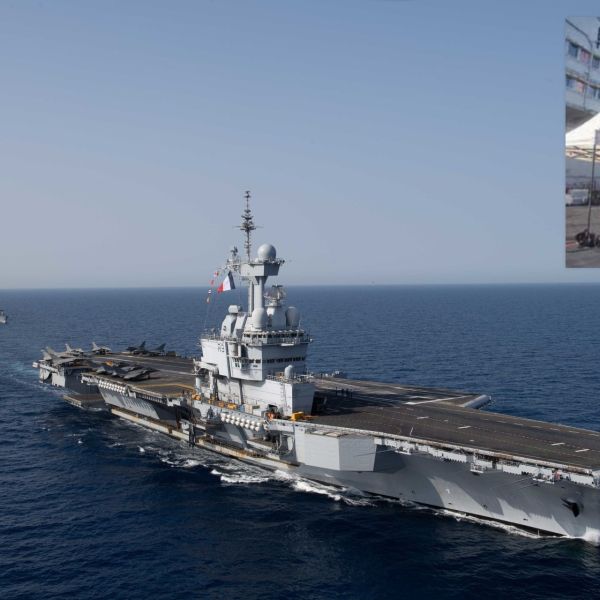 A counter-drone laser weapon deployed on the flight deck of the French aircraft carrier Charles de Gaulle during trials conducted in June 2026 to evaluate its performance under naval operating conditions (Picture source: US DoD/Marine Nationale)