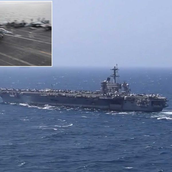 U.S. Navy USS George Washington (CVN 73) aircraft carrier conducts flight operations while sailing in regional waters in the Middle East on October 1, 2026.