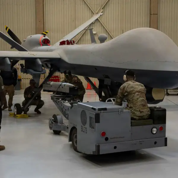 Air Commandos from the 27th Special Operations Wing load a GBU-39B Small Diameter Bomb onto an MQ-9 Reaper at Cannon Air Force Base on March 27, 2026, ahead of the weapon’s operational deployment with AFSOC’s MQ-9 fleet in spring 2026. (Picture source: US DoD)