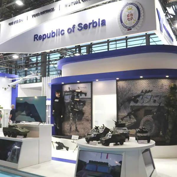 The Yugoimport SDPR exhibition booth at Eurosatory 2026 showcased Serbia's latest generation of armored combat vehicles, artillery systems, drones, guided weapons, and ammunition, highlighting the country's expanding defense industrial capabilities and commitment to developing modern military equipment for international markets. (Picture source: Army Recognition)