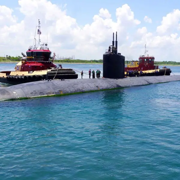 The USS Albany was the last U.S. submarine built using the traditional keel-up construction method and the last launched down a shipway before modular construction became standard. (Picture source: US Navy)