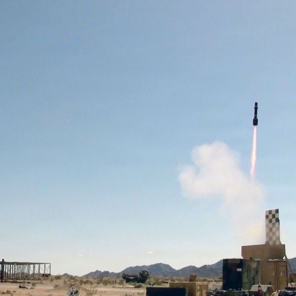 U.S. Army Yuma Proving Ground conducts a test of the GRIZZLY vertical launcher with an AGM-179 Joint Air-to-Ground Missile as part of a counter-UAS demonstration. Yuma Proving Ground is one of five test ranges being opened to private companies to accelerate weapons testing. (Picture source: US DoD)