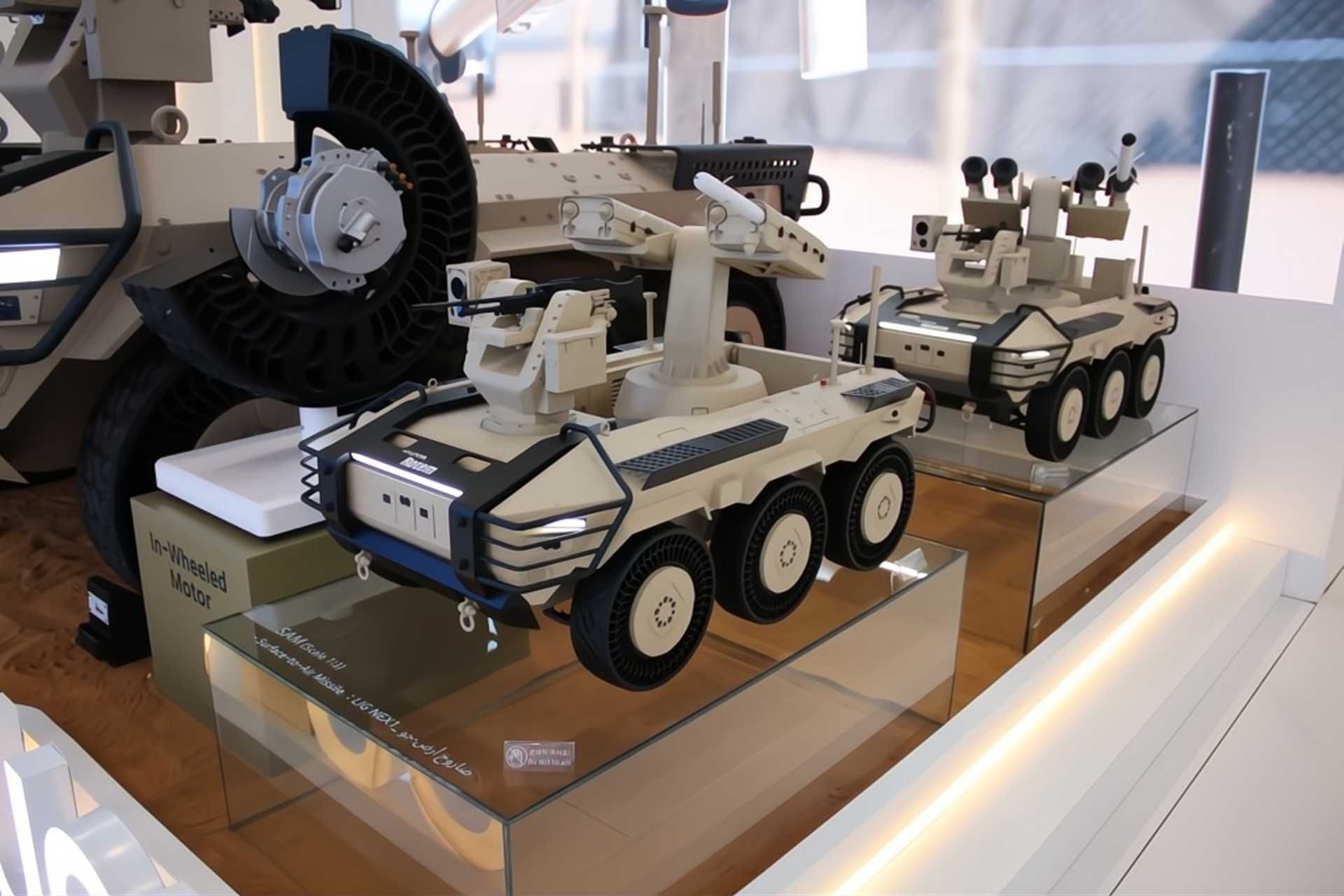 Hyundai Rotem revealed a new configuration of its HR-Sherpa multipurpose unmanned ground vehicle integrating a counter-unmanned aircraft capability, combining onboard radar detection with a surface-to-air missile supplied by LIG Nex1. (Picture source: Army Recognition)