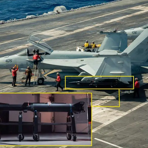 The image is an unofficial edited illustration intended to show how the Blackbeard missile could potentially be integrated with the F/A-18; while the missile imagery and the photograph of the carrier-based F/A-18 are real, their combination in this scene is not an authentic operational photograph (Picture Source: U.S. Navy/ Castelion / Edited By Army Recognition Group)