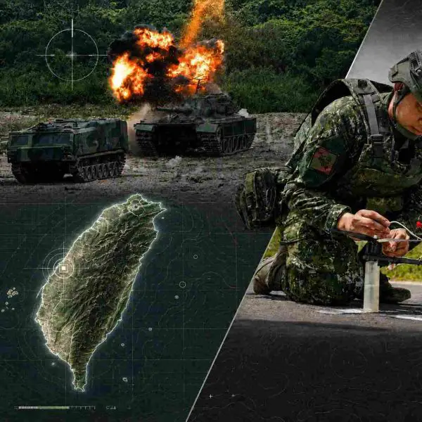 Taiwan is testing FPV attack drones armed with anti-armor warheads against retired tanks and armored vehicles as it applies battlefield lessons from the war in Ukraine to strengthen its island défenses (Picture Source: Taiwanese Army / Edited By Army Recognition Group)