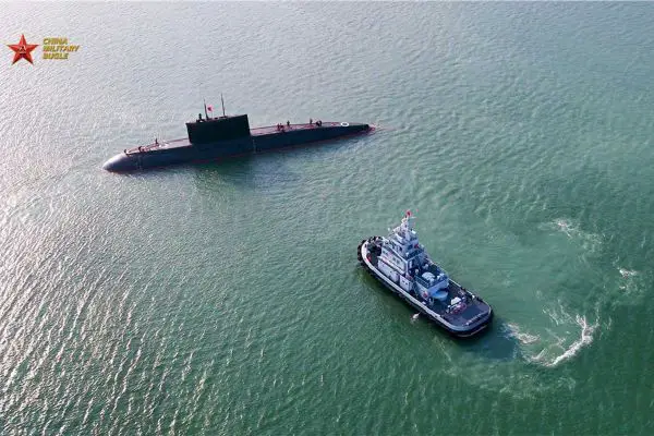 A People’s Liberation Army Navy submarine during operations. China’s Ministry of National Defense disclosed on September 6, 2026, that the PLAN has developed an acoustic-signature database to help submarine crews identify and reacquire surface ships in difficult sea conditions.