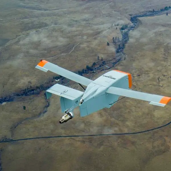 The Long-Range Grasshopper was developed because users of the original unpowered Grasshopper glider wanted to release the cargo much farther from the target, leading Dzyne and AFRL to integrate a turbine propulsion. (Picture source: Dzyne Technologies)