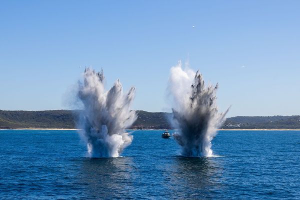 An underwater demolition exercise during Exercise Dugong 2026 in Pittwater, NSW. (Picture source: Australian Navy)