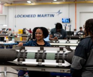 Patriot PAC-3 MSE interceptors on the assembly line at Lockheed Martin’s Camden, Arkansas, production facility. (Lockheed Martin photo)