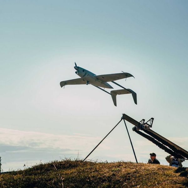Skyeton Raybird long-endurance unmanned aerial system launches from its catapult. The U.S. Army awarded Skyeton Inc. a $10.64 million contract in September 2026 for Raybird UAS hardware and services. (Picture source: Skyeton/Wikimedia Commons, CC BY-SA 4.
