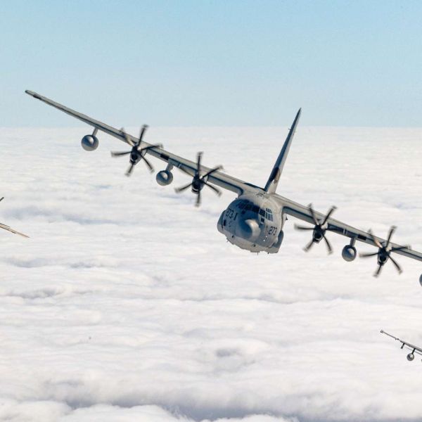 U.S. Marines used KC-130J Super Hercules aircraft to sustain and reposition F-35B fighters across roughly 4,000 nautical miles of the Indo-Pacific during Operation Slingshot (Picture Source: USMC)