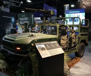 AM General's redesigned HUMVEE is on display at AUSA 2026 in Washington, D.C., featuring an upgraded powertrain and suspension designed to improve off-road mobility and performance across difficult terrain. (Picture source: Army Recognition)