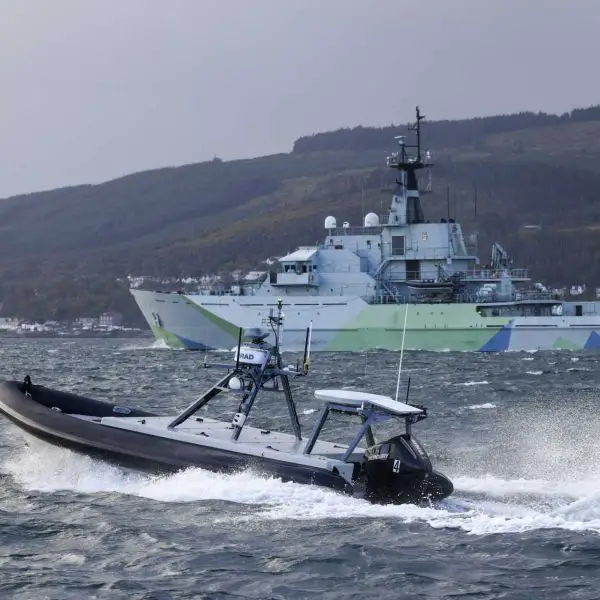 Instead of one large manned fleet carrying most of the task group’s missiles and radar, the UK's Hybrid Navy partially spreads sensors and weapons across several vessels, including uncrewed ones whose loss would not carry the same personnel cost. (Picture source: UK MoD)