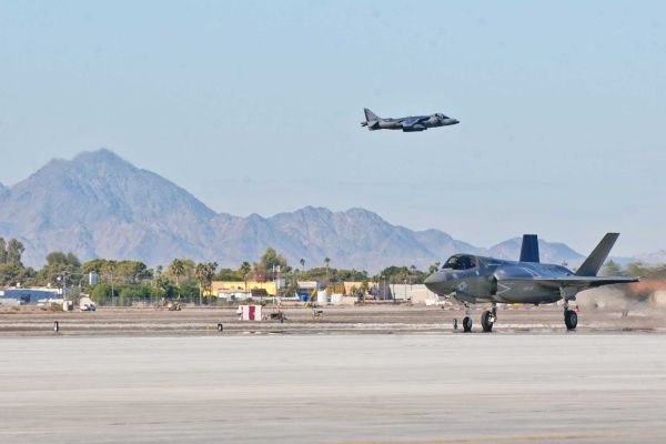 Compared to the AV-8B Harrier II, the F-35B allows U.S. Marine squadrons to fly faster and farther, evade enemy radars, and attack more heavily defended targets while still operating from amphibious ships and short runways. (Picture source: US DoD)