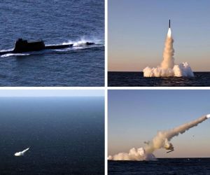North Korea tested two types of submarine-launched strategic cruise missiles in the East Sea, signaling progress in integrating strategic strike weapons with its submarine force (Picture Source: KCNA)
