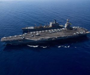 USS Gerald R. Ford (CVN 78) aircraft carrier operates at sea as the U.S. Navy advances reliability upgrades to its Advanced Arresting Gear, a key system for sustaining high-tempo aircraft recovery and sortie generation during carrier operations.