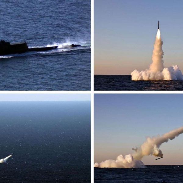 North Korea tested two types of submarine-launched strategic cruise missiles in the East Sea, signaling progress in integrating strategic strike weapons with its submarine force (Picture Source: KCNA)