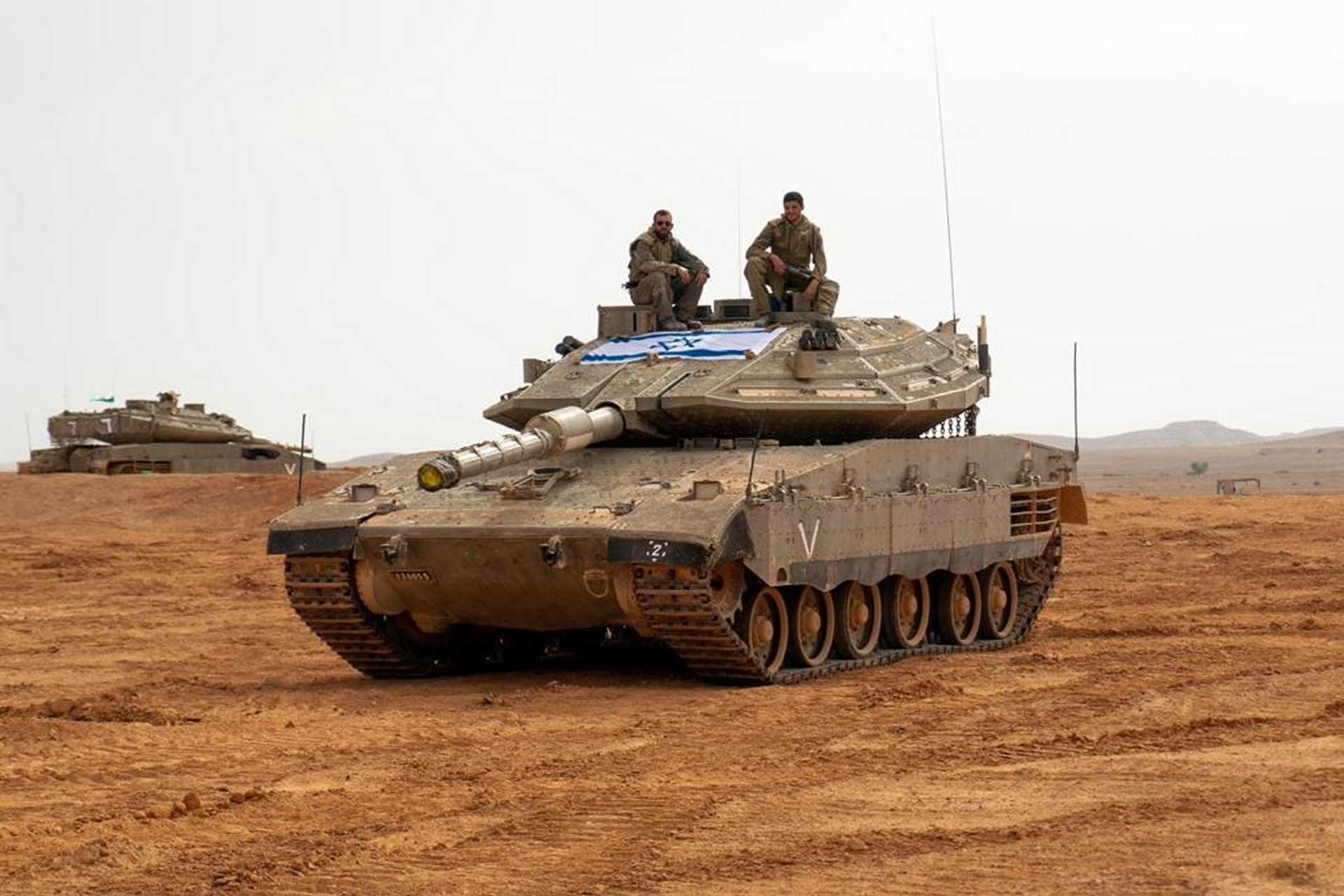 Israeli Army Merkava 4 main battle tank during operations, highlighting the heavily protected combat vehicle that Cyprus could become the first foreign country to operate if export negotiations with Israel result in a contract.