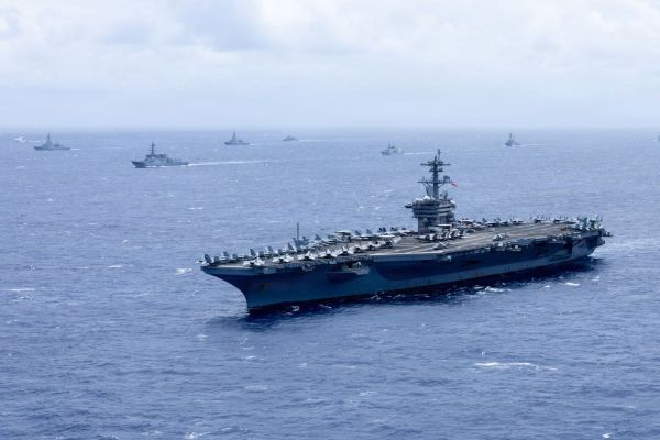 U.S. Navy aircraft carrier USS Theodore Roosevelt (CVN-71) sails in the Pacific Ocean during RIMPAC 2026 ahead of its planned deployment to the Middle East. (Picture source: US DoD)