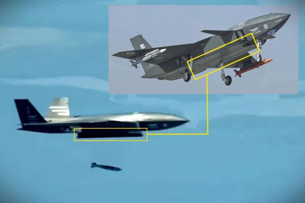 Baykar said Bayraktar KIZILELMA released TEBER-82 and TOLUN-P precision munitions from its internal weapons bay and struck designated targets, validating internal carriage for lower-observable combat missions (Picture Source: Baykar / TRT Afrika / Edited By Army Recognition Group)