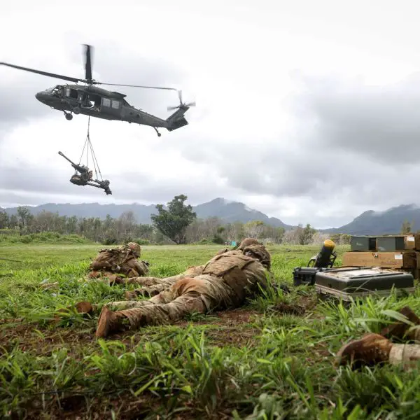 The U.S. Army paired M119 105 mm howitzers with UH-60 Black Hawk helicopters in Hawaii to practice rapidly inserting, firing and relocating artillery for dispersed Indo-Pacific operations (Picture Source: U.S. Army)