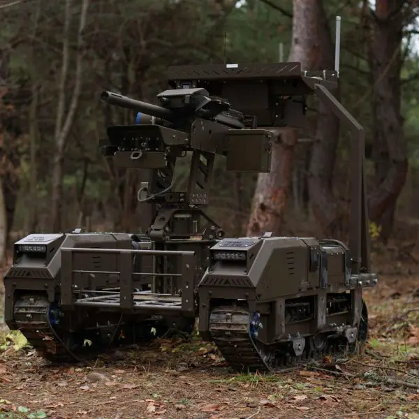 DevDroid’s Droid NW 40 unmanned ground vehicle, armed with a 40 mm automatic grenade launcher, illustrates the type of remotely operated combat system at the center of the new cooperation between Ukraine’s DevDroid and Norway’s KONGSBERG (Picture source: DevDroid).