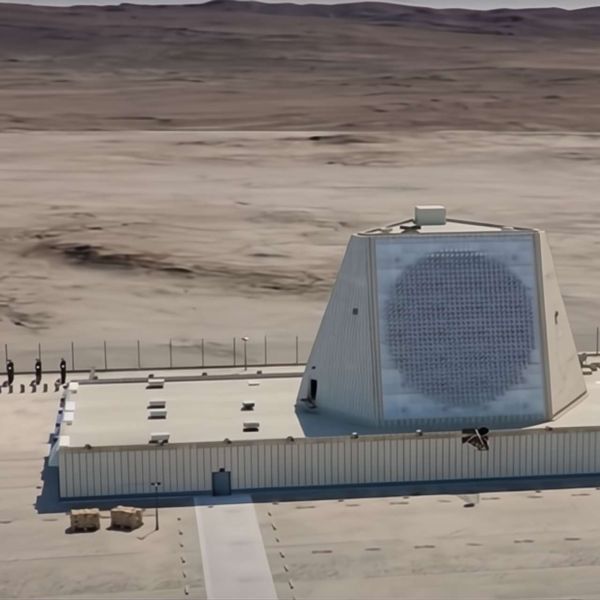 AN/FPS-132 Block 5 early-warning radar uses a fixed UHF phased-array to detect and continuously track ballistic missiles and space objects at very long range, generating early launch warning, trajectory and impact predictions, and cueing data for layered defenses such as THAAD, Patriot, and naval air-and-missile defense systems across the Gulf (Picture source: Raytheon).