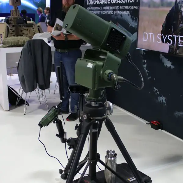 DZYNE Technologies showcases its Dronebuster Vehicle Kit at AUSA 2025 in Washington on October 13, 2025, pairing an integrated DTI passive sensor on a pan-tilt mount with a TAK-enabled operator station and a handheld Dronebuster 4 for mobile counter-UAS tasks.