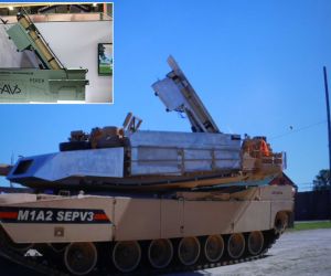 General Dynamics Land Systems’ PERCH 2.0 is designed to let M1A2 Abrams SEPv3 and Stryker crews launch Switchblade 300 loitering munitions from under armor, extending reconnaissance and precision-strike reach beyond direct line of sight.