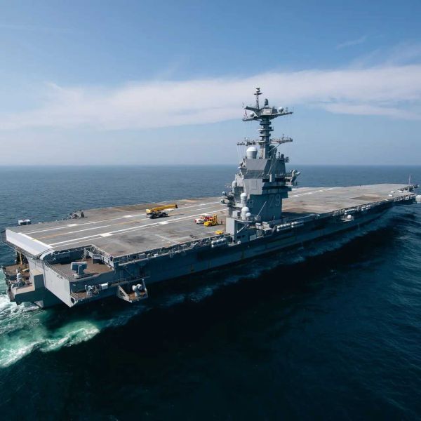 HII’s Newport News Shipbuilding has completed acceptance sea trials of John F. Kennedy (CVN 79), the second Gerald R. Ford-class nuclear-powered aircraft carrier being built for the U.S. Navy. (Photo by Ashley Cowan/HII)