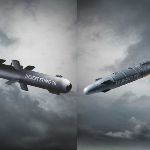 The DS-16 is a precision-guided glide bomb carrying a 12 kg warhead with a maximum range of 15 km, while the P-31 is a heavier precision-guided bomb based on the Mk 81, designed to strike targets at ranges of up to 10 km when launched from drones. (Picture source: Edge)