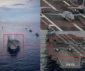 The MQ-25A Stingray’s appearance aboard USS Nimitz during FLEETEX 250 marks a major step in bringing unmanned aerial refueling into U.S. carrier operations. (Picture Source: U.S. Navy  / Edited by Army Recognition Group) © Army Recognition Group. All rights reserved. Unauthorized use, reproduction, or distribution prohibited.