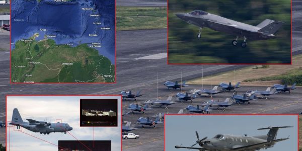 U.S. forces have expanded their Caribbean presence near Venezuela with ISR-heavy deployments that include U-28A Draco surveillance aircraft, EC-130H Compass Call electronic warfare platforms, and fighter activity involving F-5s alongside more advanced assets (Picture Source: U.S. Air Force / Ricardo Arduengo / Google Earth)