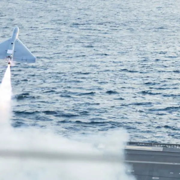 A Low-Cost Unmanned Combat Attack System (LUCAS) launches from the flight deck of the Independence-class littoral combat ship USS Santa Barbara (LCS 32) in the Arabian Gulf on December 16, 2025. (Picture source: US DoD)
