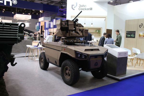 At the BEDEX 2026 defense exhibition in Belgium, John Cockerill unveiled a new configuration of the Arquus Drailer unmanned ground vehicle equipped with the Hornet Air Guard remote weapon station to provide mobile counter-drone protection for maneuver forces (Picture Source: Army Recognition)