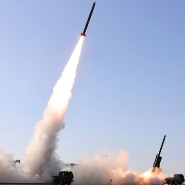 At this stage, the exact model has not been officially confirmed, but the technical and visual indicators released by North Korean media suggest it could plausibly be the KN-25, a system that deliberately blurs the boundary between rocket artillery and ballistic missiles (Picture source: KCNA)