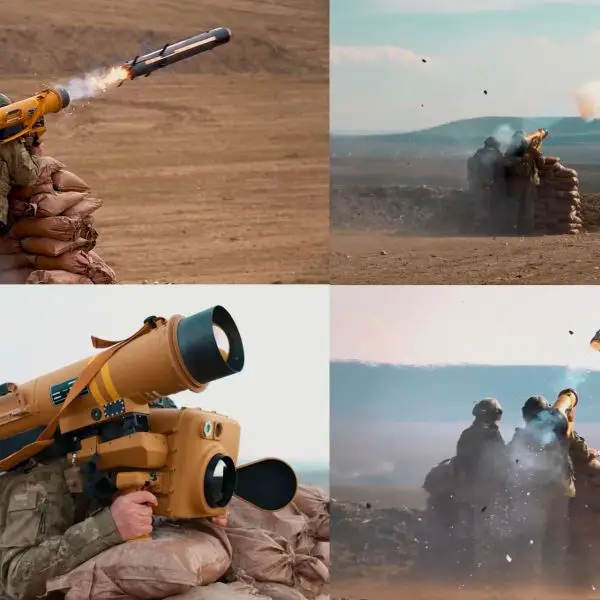 On April 15, 2026, Roketsan demonstrated its KARAOK short-range anti-tank missile by achieving four direct hits across combat-relevant distances from 76 to 2,050 meters, highlighting its close-range lethality and top-attack precision for modern infantry warfare (Picture Source: Roketsan)